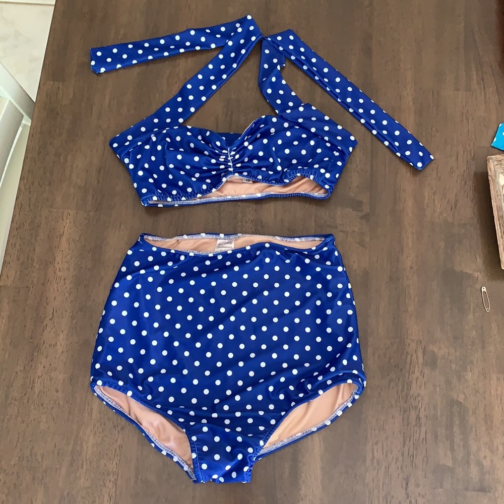 Vintage two piece high waisted bathing suit